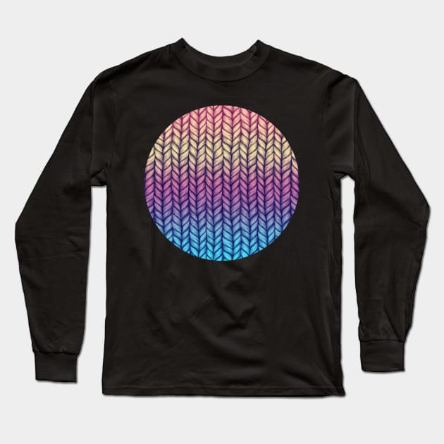 Rainbow Gradient Chunky Knit Pattern Long Sleeve T-Shirt by micklyn